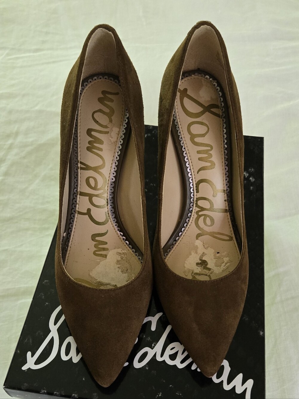 Sam Edelman Brown Suede Pointed-Toe Heels